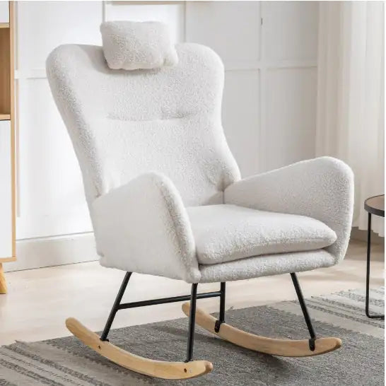 Soft Teddy Fabric Rocking Chair For Nursery