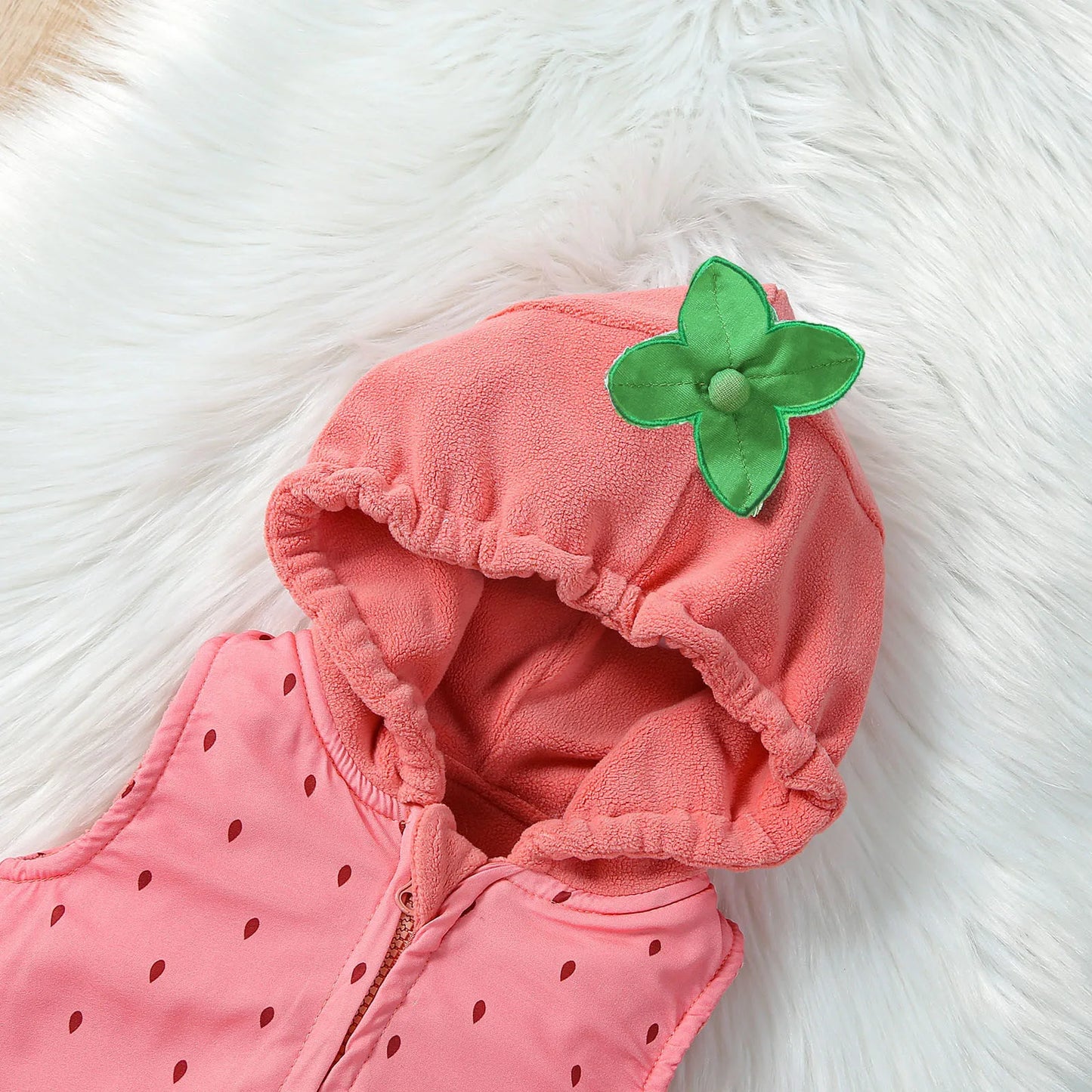 Cute Strawberry Baby Romper Clothes Zip-up Hooded