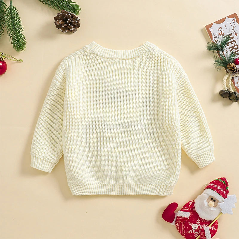 Baby My First Christmas Sweaters Letter Embroidered Knitted Pullover