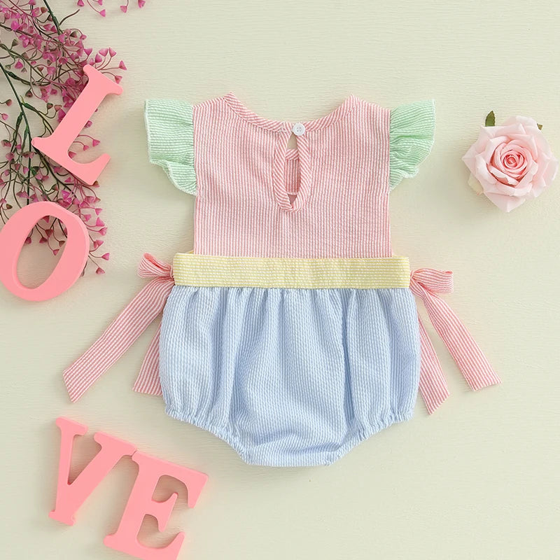 Baby Girl "Jesus Loves Me" Romper Ruffle Sleeveless Newborn Outfit