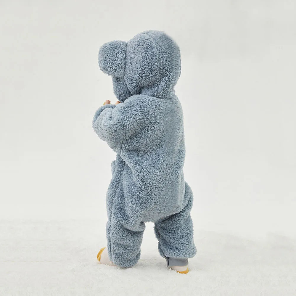 Fuzzy Bear Baby Rompers Warm Fleece Outwear Jumpsuits