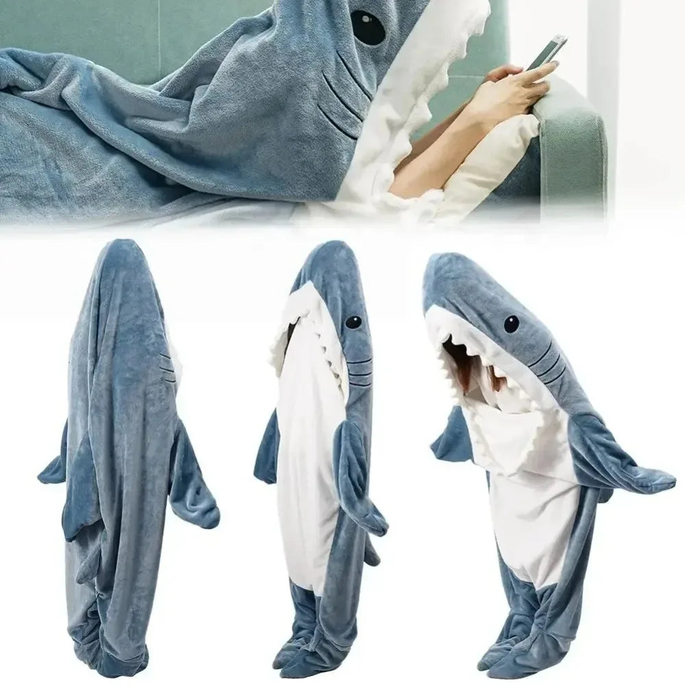 Shark Adult Cartoon Sleeping Bag Onesie Pajama Hooded