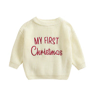 Baby My First Christmas Sweaters Letter Embroidered Knitted Pullover