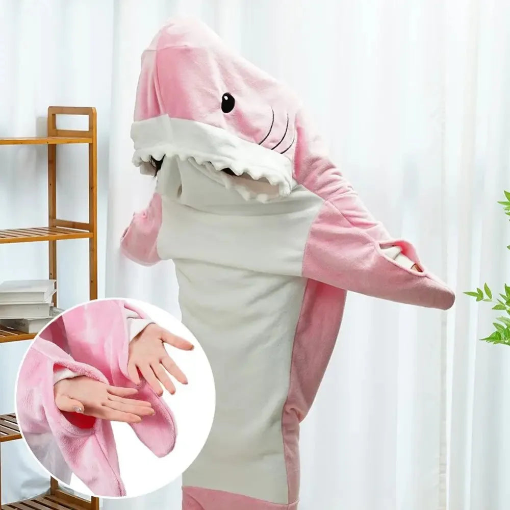 Shark Adult Cartoon Sleeping Bag Onesie Pajama Hooded