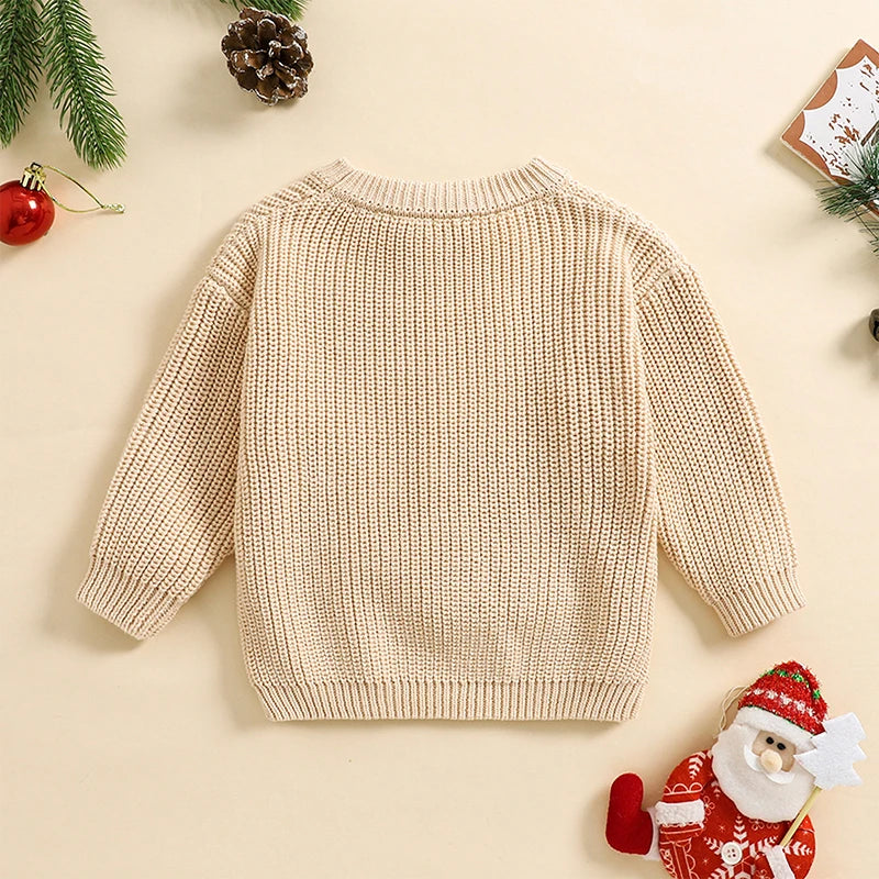 Baby My First Christmas Sweaters Letter Embroidered Knitted Pullover