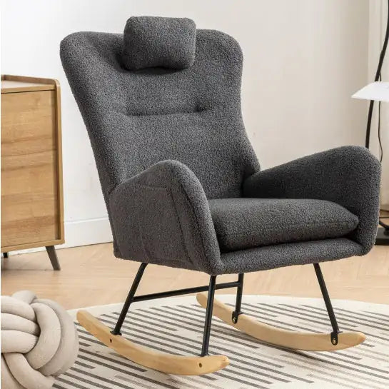 Soft Teddy Fabric Rocking Chair For Nursery