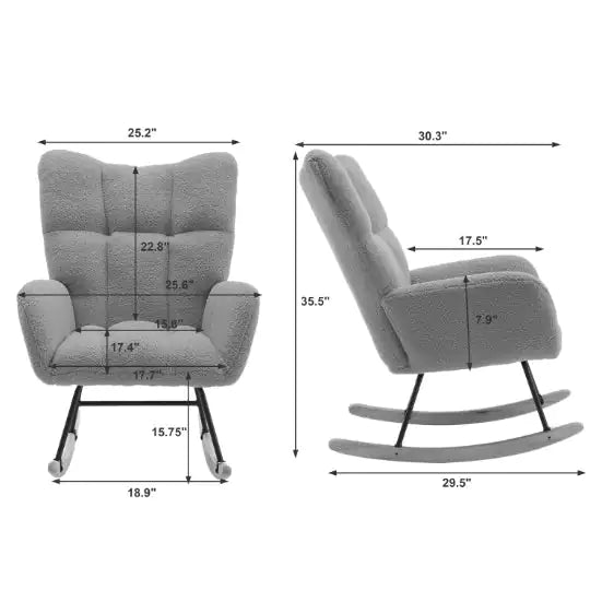 Soft Teddy Fabric Rocking Chair For Nursery