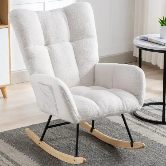Soft Teddy Fabric Rocking Chair For Nursery