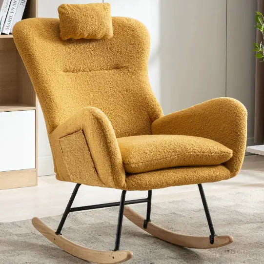 Soft Teddy Fabric Rocking Chair For Nursery