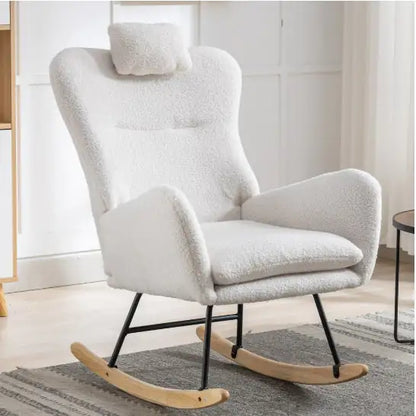 Soft Teddy Fabric Rocking Chair For Nursery
