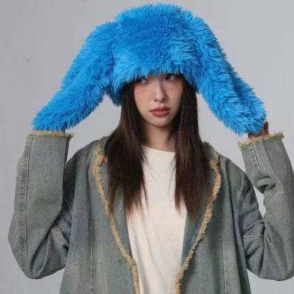 Fuzzy Bunny Hat Warm and cold resistant plush, sweet and versatile ear protection