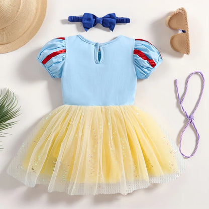 Disney Princess Baby Girl Dress Romper With Headbands