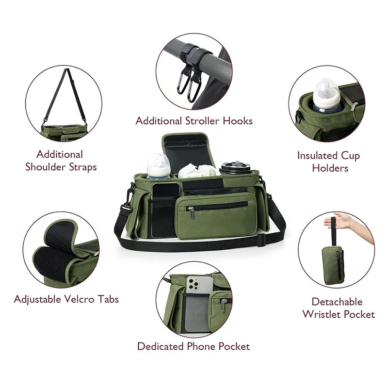 Stroller Storage Large Capacity Travel Hanging Bag Mommy Bag Phone Bottle Holder Diaper Bags BabyStroller Accessories
