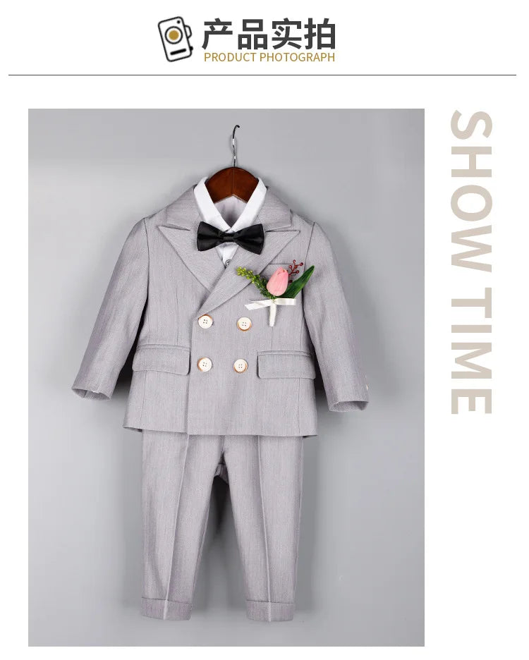 BoysSuit For Wedding BabyKids Photograph Suit ChildrenFormal Ceremony Tuxedo Dress Party Performance Costume