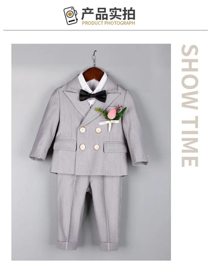 BoysSuit For Wedding BabyKids Photograph Suit ChildrenFormal Ceremony Tuxedo Dress Party Performance Costume
