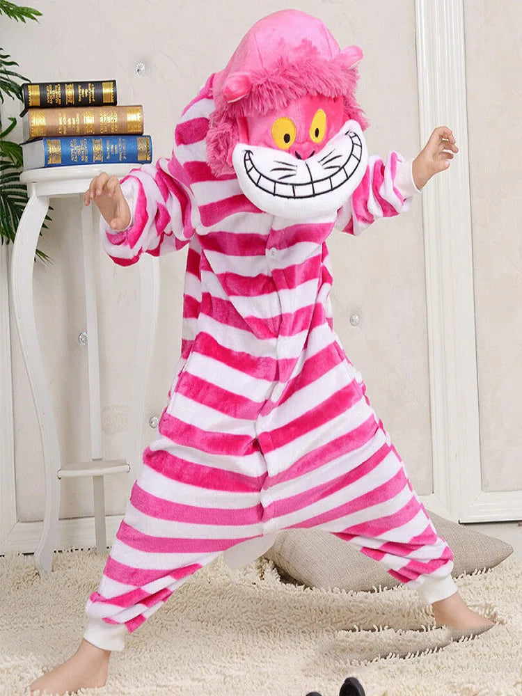 Cheshire Cat Cartoon One-Piece Pajamas Men Women Children
