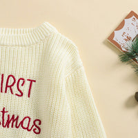 Baby My First Christmas Sweaters Letter Embroidered Knitted Pullover