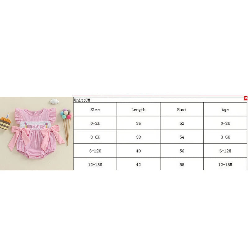 PROSPERBABY Girl Letter Embroidery Romper Sweet Fly Sleeve Birthday Bodysuits Children Cotton Lovely Jumpsuits Clothes