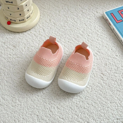 PROSPERBABY Anti-Slip Shoes Breathable Crib Floor Socks with Rubber Sole for ChildrenGirlsBoys Mesh Shoes Soft Bottom Slippers