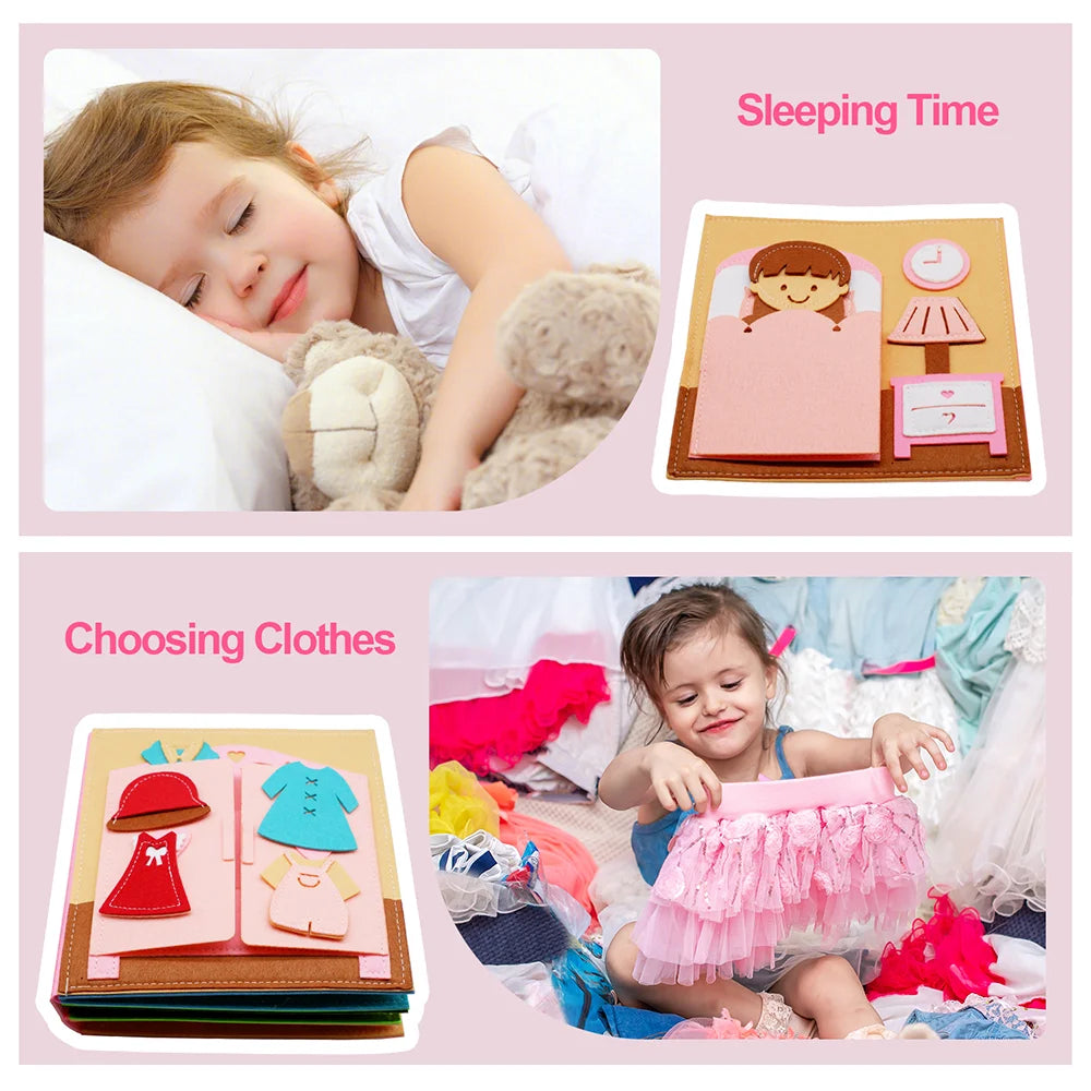 Toddlers Toy Busy Book 3D Baby Story Cloth Activities Felt Quite Book Board Preschool Learning Education Travel Toys