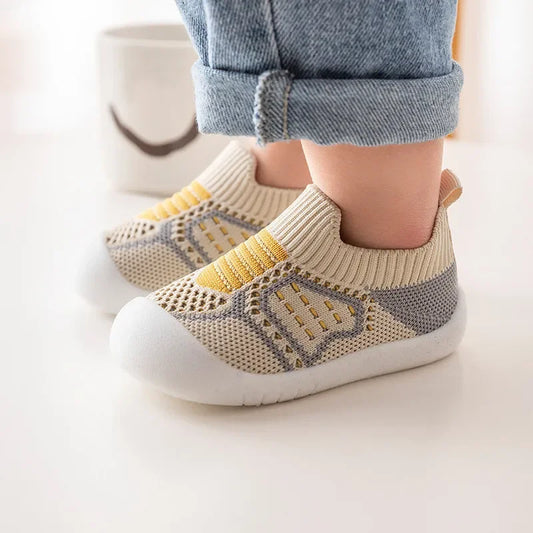 PROSPERBABY Anti-Slip Shoes Breathable Crib Floor Socks with Rubber Sole for ChildrenGirlsBoys Mesh Shoes Soft Bottom Slippers