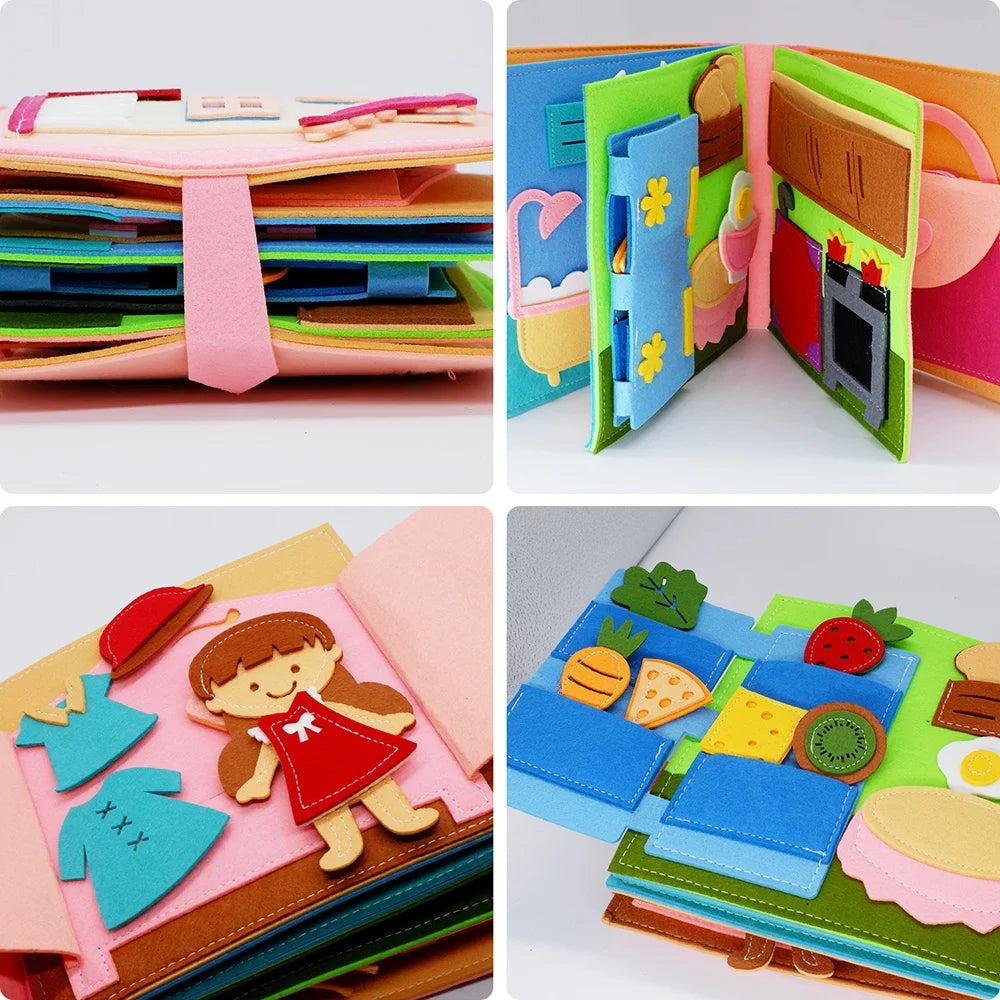 Toddlers Toy Busy Book 3D Baby Story Cloth Activities Felt Quite Book Board Preschool Learning Education Travel Toys
