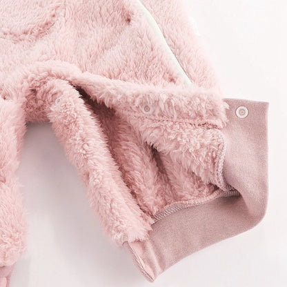 Baby Bear Hooded Romper Fleece Jumpsuit Winter Coat