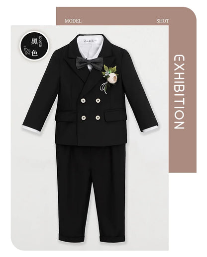 BoysSuit For Wedding BabyKids Photograph Suit ChildrenFormal Ceremony Tuxedo Dress Party Performance Costume