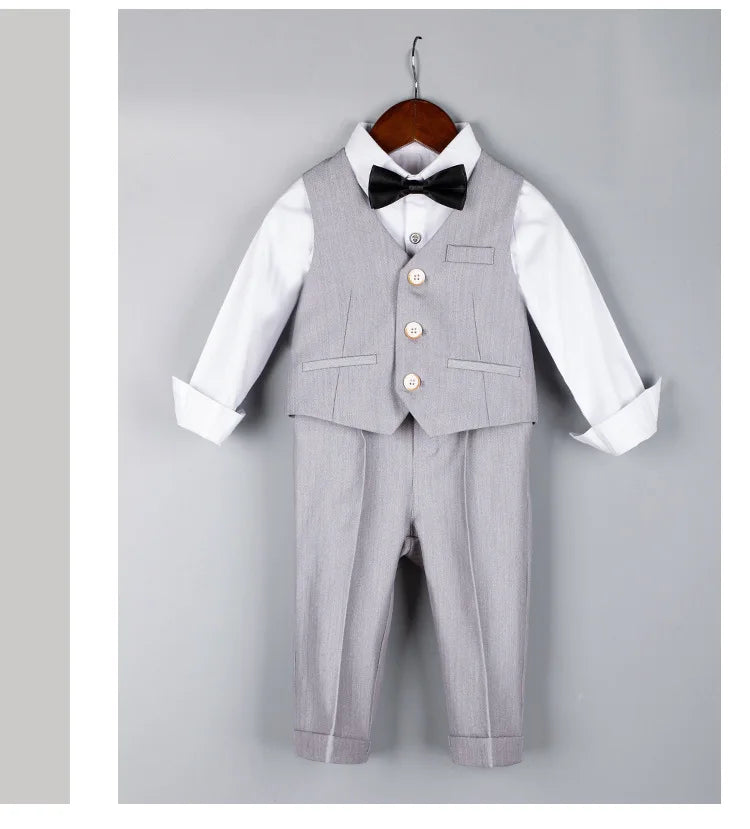 BoysSuit For Wedding BabyKids Photograph Suit ChildrenFormal Ceremony Tuxedo Dress Party Performance Costume