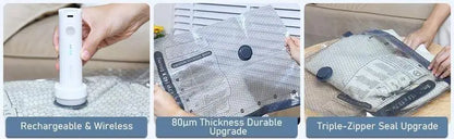 Vacuum Bags for Travel with Rechargeable air Pump, Carry-on Size Compression Packing Bags for Luggage and Suitcase, Space Saver