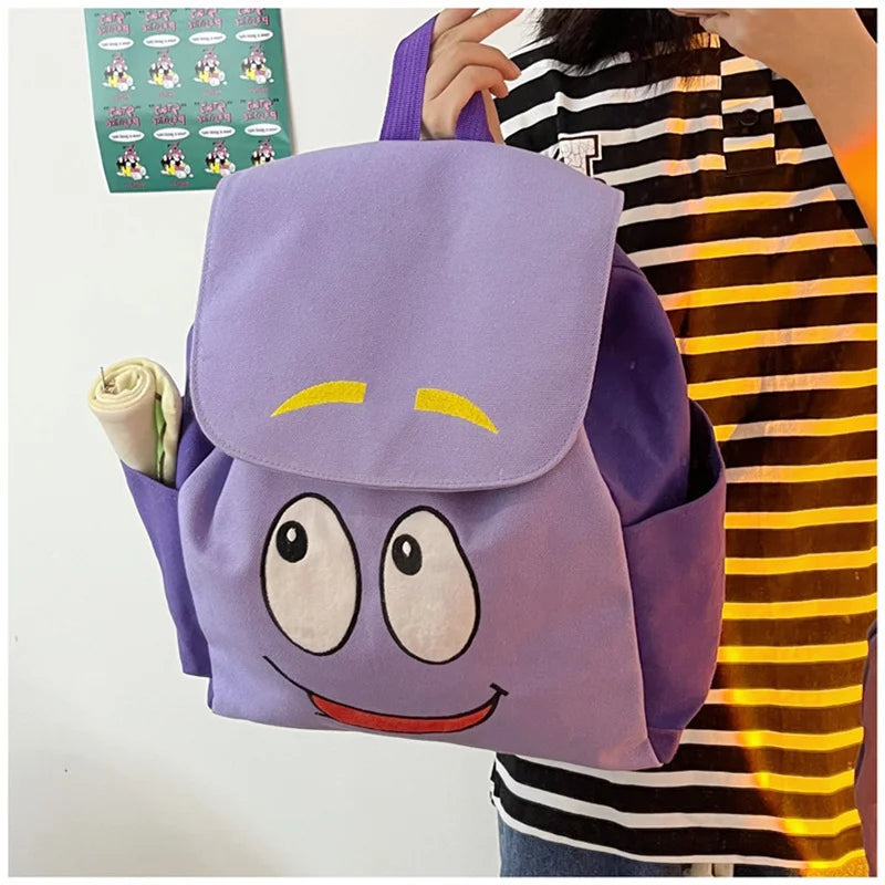 Dora The Explorer Backpack Cartoon Map Large Capacity Messenger Bag