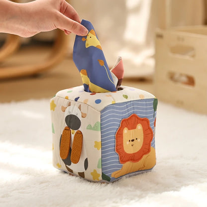 Toys Magic Cotton Animal Tissue Box Kids Finger Exercise Cloth Busy Box Toys Baby Educational Activity Sensory