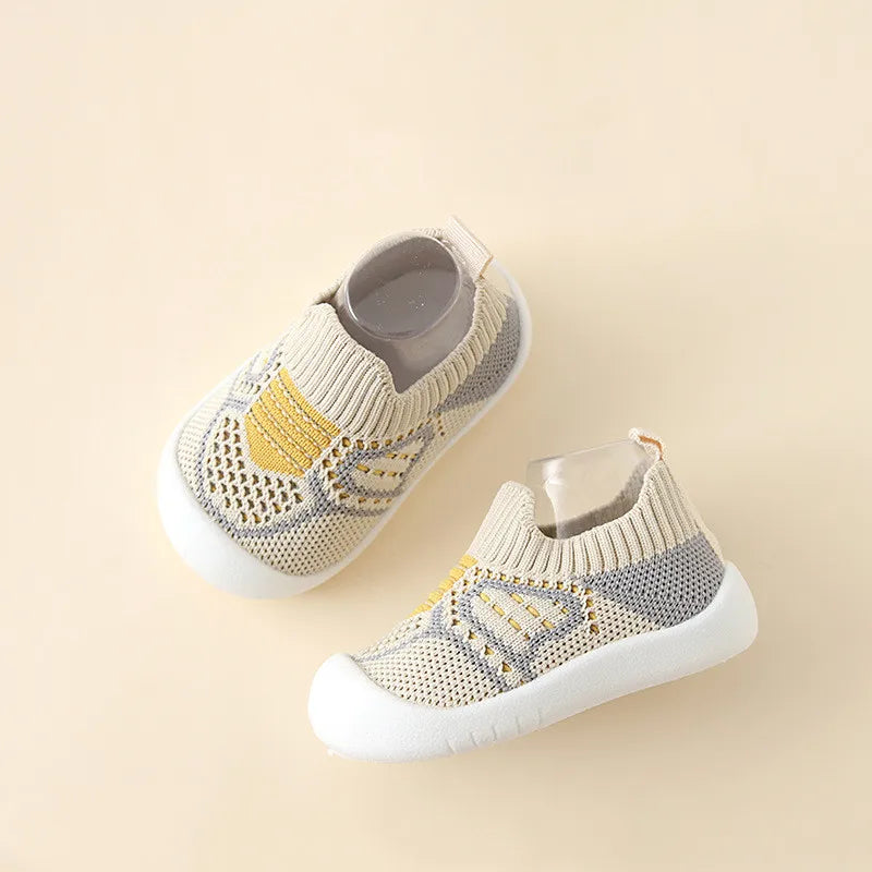 PROSPERBABY Anti-Slip Shoes Breathable Crib Floor Socks with Rubber Sole for ChildrenGirlsBoys Mesh Shoes Soft Bottom Slippers