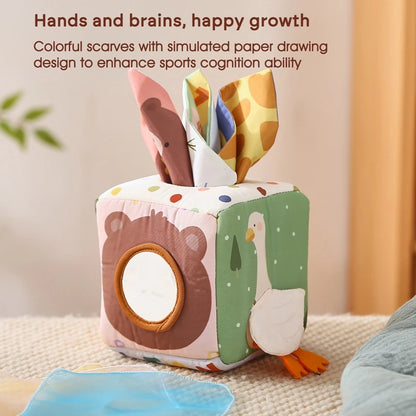 Toys Magic Cotton Animal Tissue Box Kids Finger Exercise Cloth Busy Box Toys Baby Educational Activity Sensory