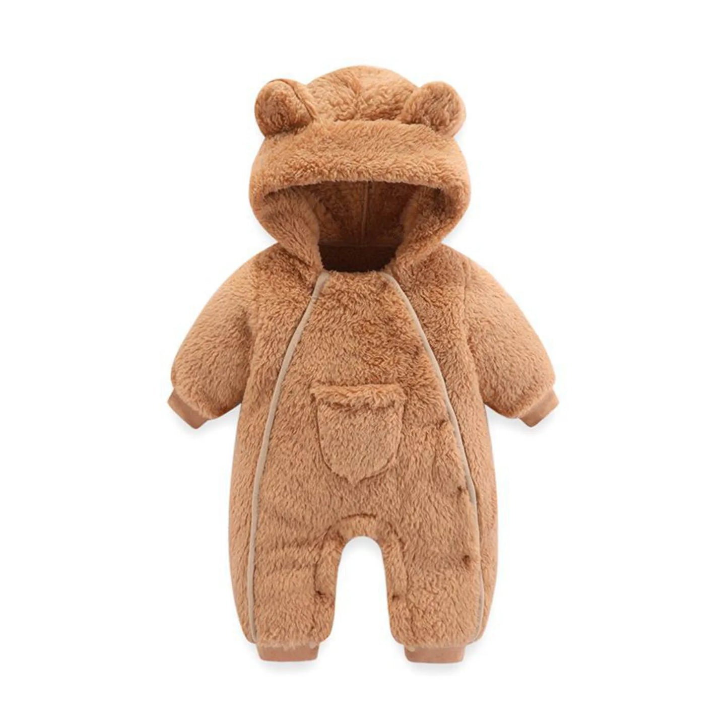 Baby Bear Hooded Romper Fleece Jumpsuit Winter Coat
