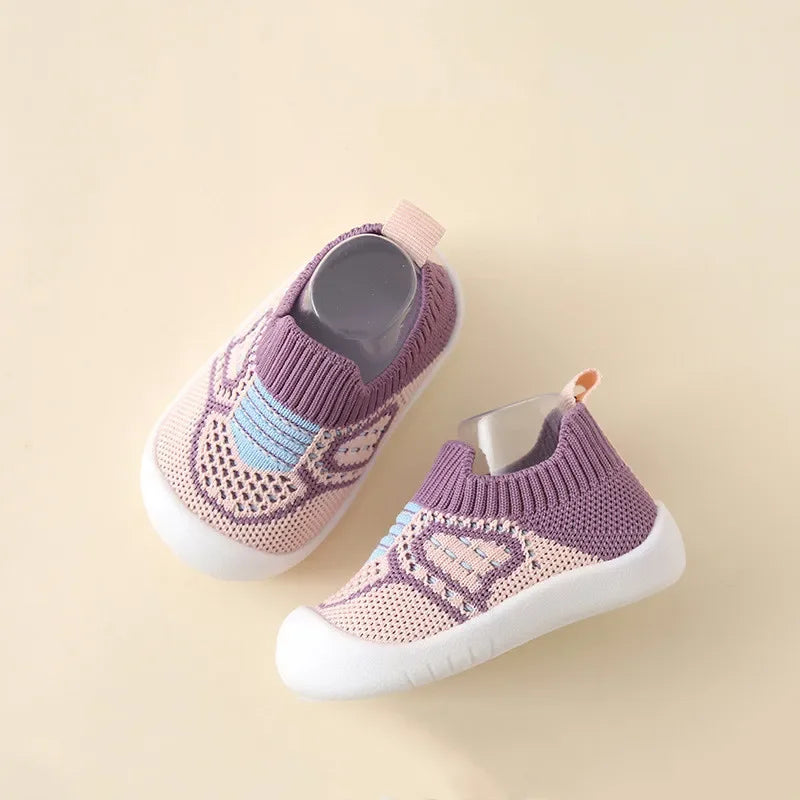PROSPERBABY Anti-Slip Shoes Breathable Crib Floor Socks with Rubber Sole for ChildrenGirlsBoys Mesh Shoes Soft Bottom Slippers