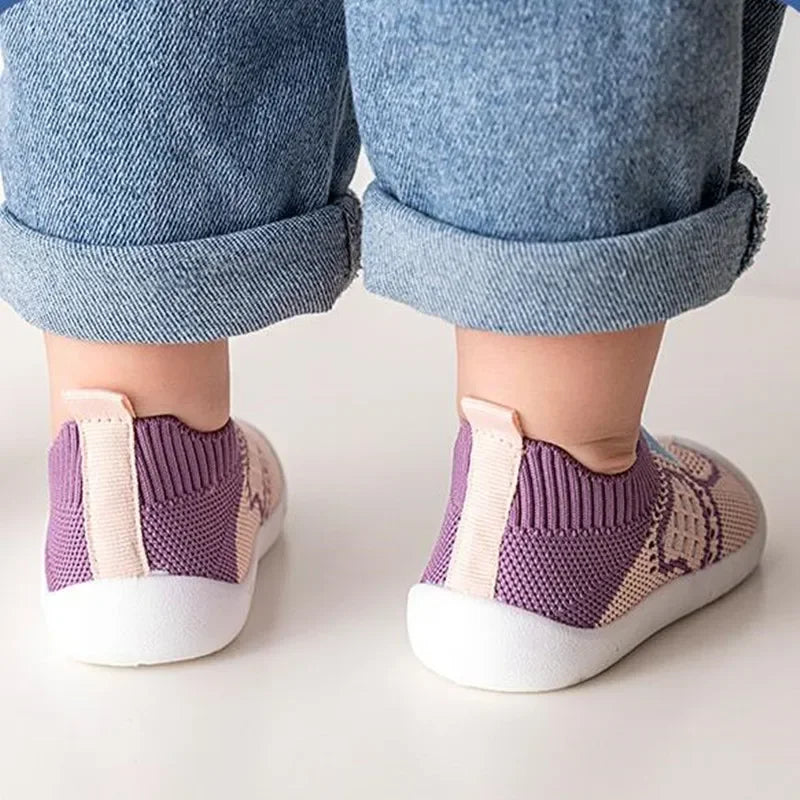 PROSPERBABY Anti-Slip Shoes Breathable Crib Floor Socks with Rubber Sole for ChildrenGirlsBoys Mesh Shoes Soft Bottom Slippers