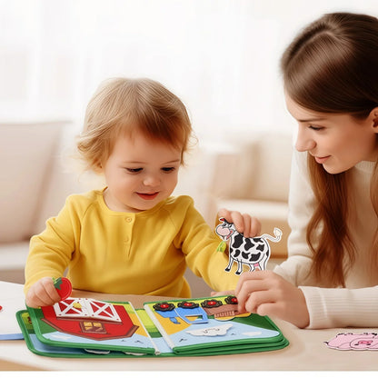 Quiet Busy Book - Farm Animal Activity Toy with Storytelling for Toddlers, Early Learning Fine Motor Skills