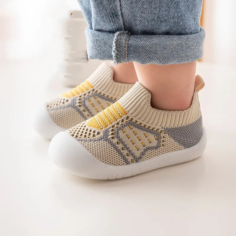 PROSPERBABY Anti-Slip Shoes Breathable Crib Floor Socks with Rubber Sole for ChildrenGirlsBoys Mesh Shoes Soft Bottom Slippers