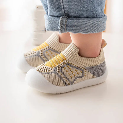 PROSPERBABY Anti-Slip Shoes Breathable Crib Floor Socks with Rubber Sole for ChildrenGirlsBoys Mesh Shoes Soft Bottom Slippers