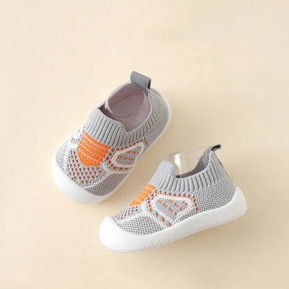 PROSPERBABY Anti-Slip Shoes Breathable Crib Floor Socks with Rubber Sole for ChildrenGirlsBoys Mesh Shoes Soft Bottom Slippers
