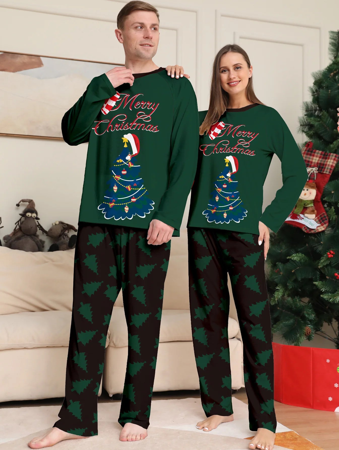 Christmas Family Pajamas Matching Outfits American Sizes (Merry Christmas)