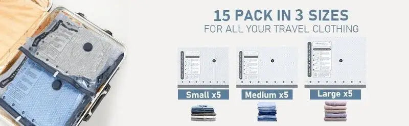 Vacuum Bags for Travel with Rechargeable air Pump, Carry-on Size Compression Packing Bags for Luggage and Suitcase, Space Saver