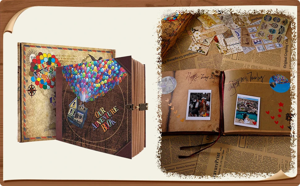 Our Adventure Book 146 Page Diy Handmade Photo Album Scrapbook Retro Kraft Album Anniversary Wedding Memory Valentine's Day Gift