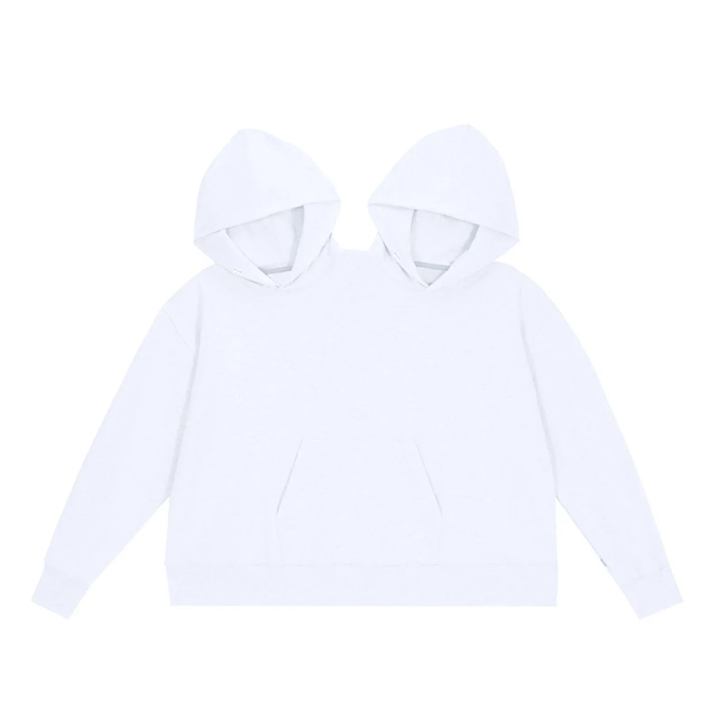 Creative Couple's Double-Person Hooded Sweatshirt Loose-fit Solid Color Sweatshirt Intimate Apparel For Two People