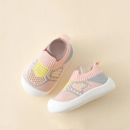 PROSPERBABY Anti-Slip Shoes Breathable Crib Floor Socks with Rubber Sole for ChildrenGirlsBoys Mesh Shoes Soft Bottom Slippers