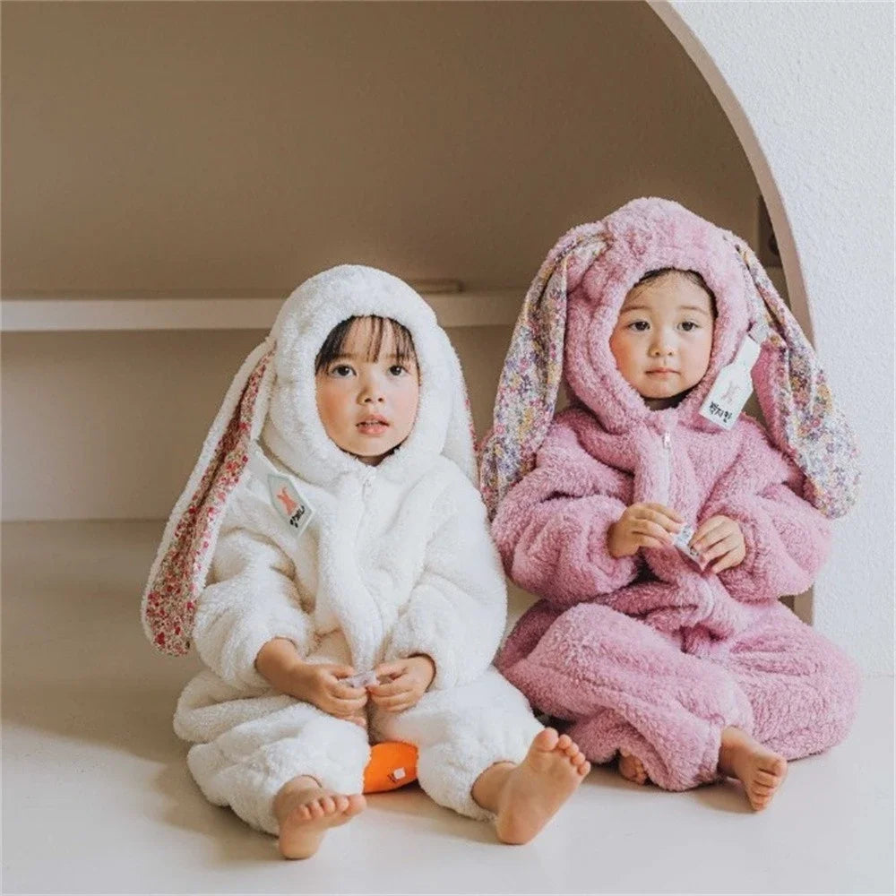 Autumn Winter Baby Bunny Jumpsuit Hooded
