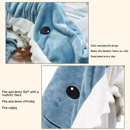 Shark Adult Cartoon Sleeping Bag Onesie Pajama Hooded