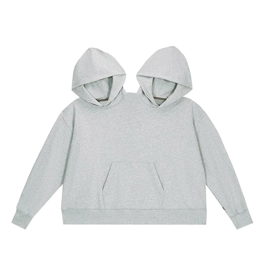 Creative Couple's Double-Person Hooded Sweatshirt Loose-fit Solid Color Sweatshirt Intimate Apparel For Two People
