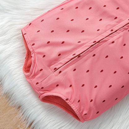 Cute Strawberry Baby Romper Clothes Zip-up Hooded